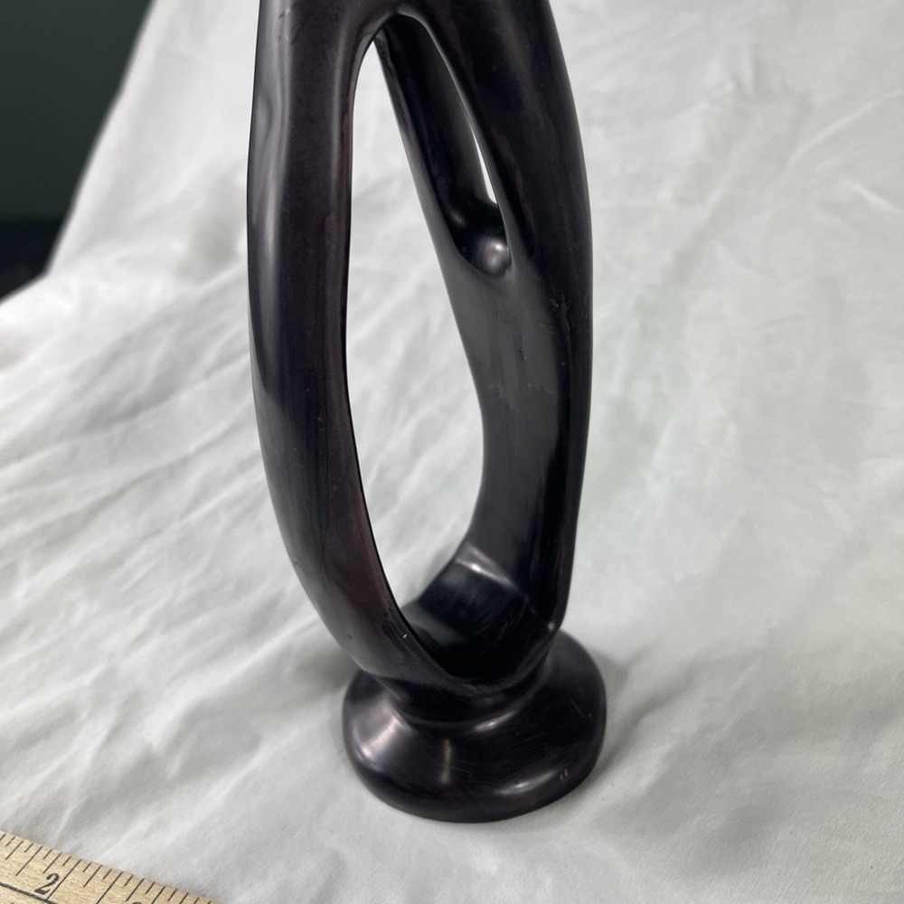 Signed Mother & Child Sculpture 11.5" Hand Carved Black Soapstone African Style - Picture 10 of 12